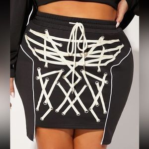 Plus Grommet Lace Up Front Bodycon Skirt